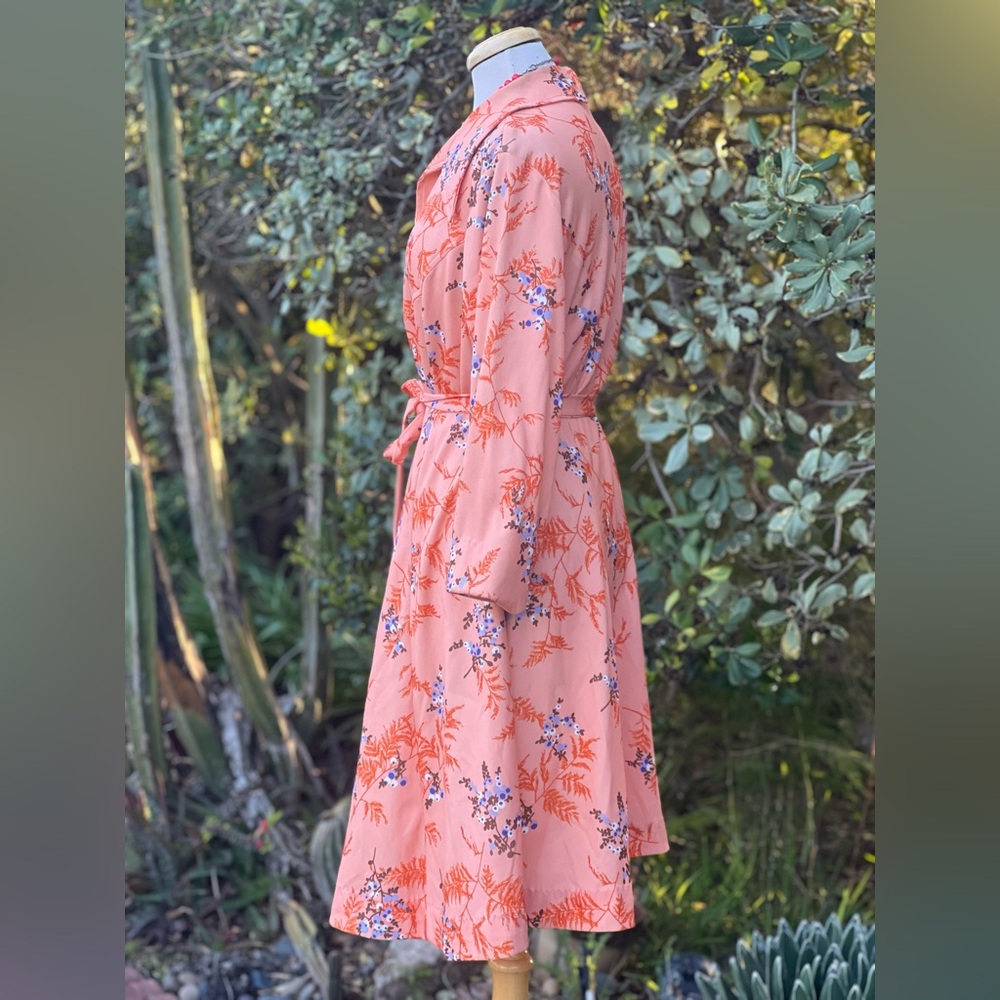 Vintage Handmade Sherbet Orange Floral Dress|plus size - Picture 7 of 11